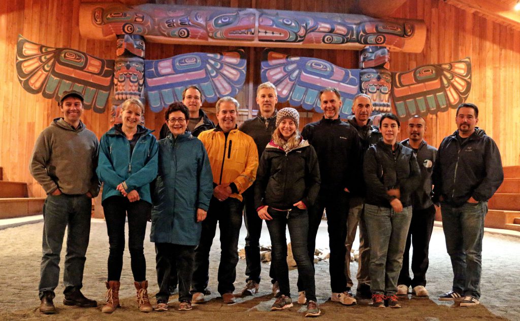 Coast Funds' Board and staff, Kitasoo/Xai'xais Big House, Klemtu, BC, 2016.