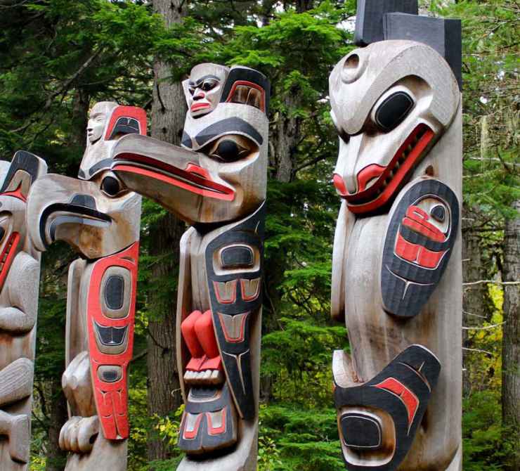 Kitselas Nation totem poles at the historic Kitselas Canyon site. Photo by Meaghan Hume.