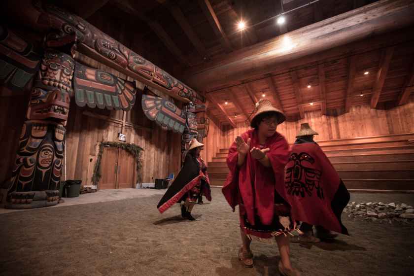 Kitasoo/Xai'xais Cultural Dancing. Photo by Cael Cook, courtesy of Spirit Bear Lodge