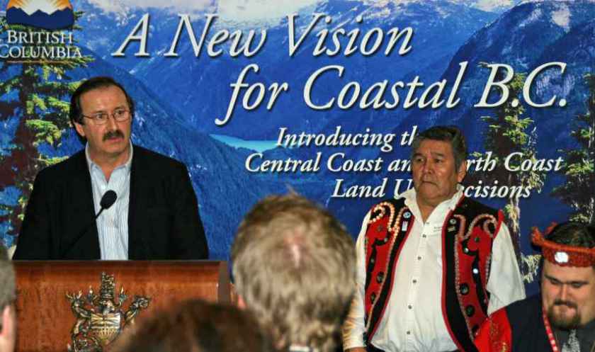 Art Sterritt, former Executive Director, Coastal First Nations speaks at the announcement of the North and Central Coast LRMPs