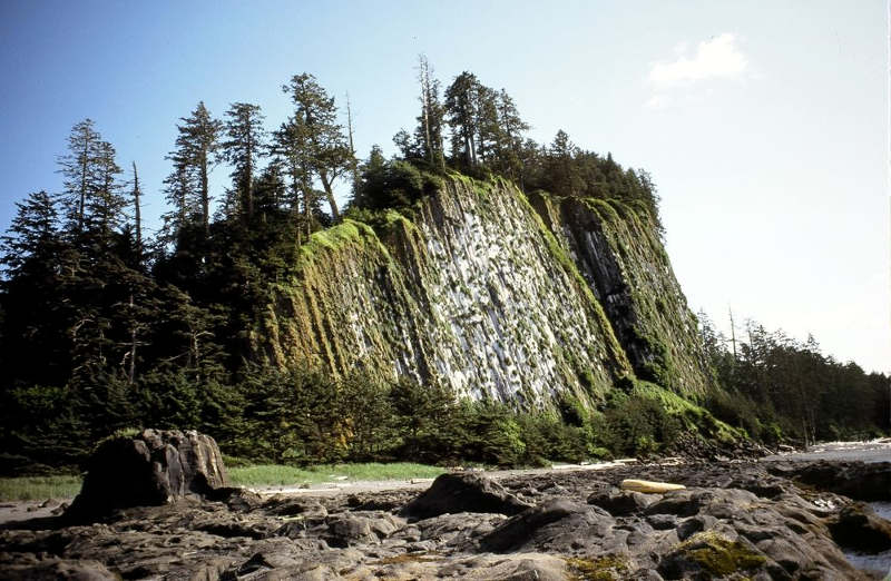 Tow (Taaw) Hill formerly provided defensive advantage to the Haida village at Hiellen. Part of an ecological reserve today, it provides a perfect lookout over miles of renowned North Beach. PHOTO BY William Merilees