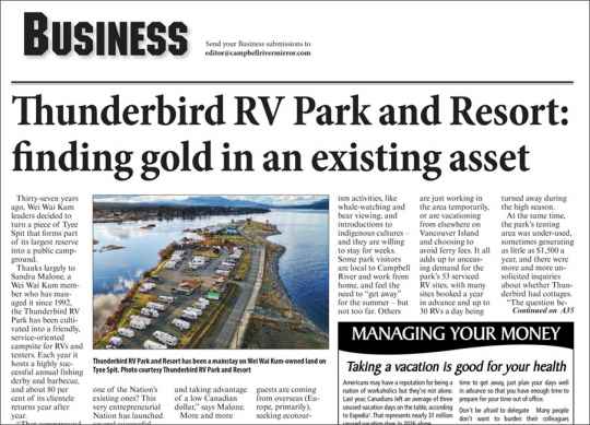 Campbell River Mirror: Thunderbird RV Park and Resort