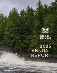 A cover image for Coast Funds' 2025 Annual Report. The cover image displays a lush rainforest and rapid waterfall. On top of the image is the Coast Funds logo in white and the text '2025 Annual Report'.